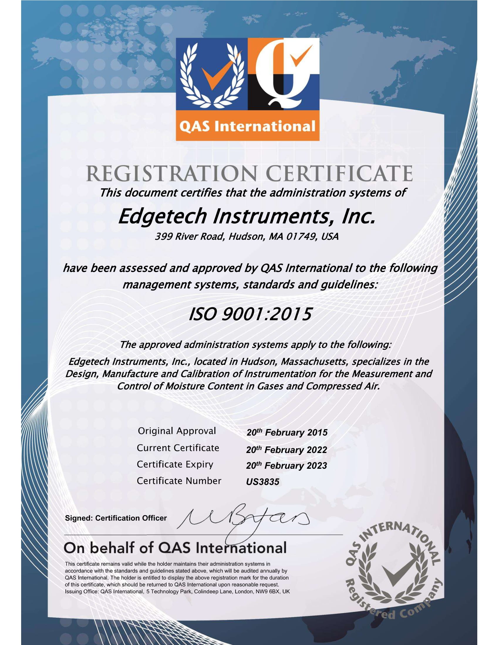 Accreditations Edgetech Instruments